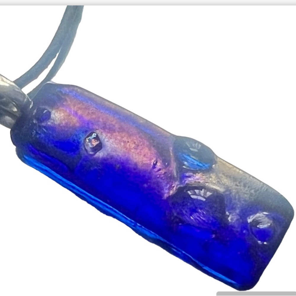 Pendant Blue ART GLASS Iridescent Dichroic Glass